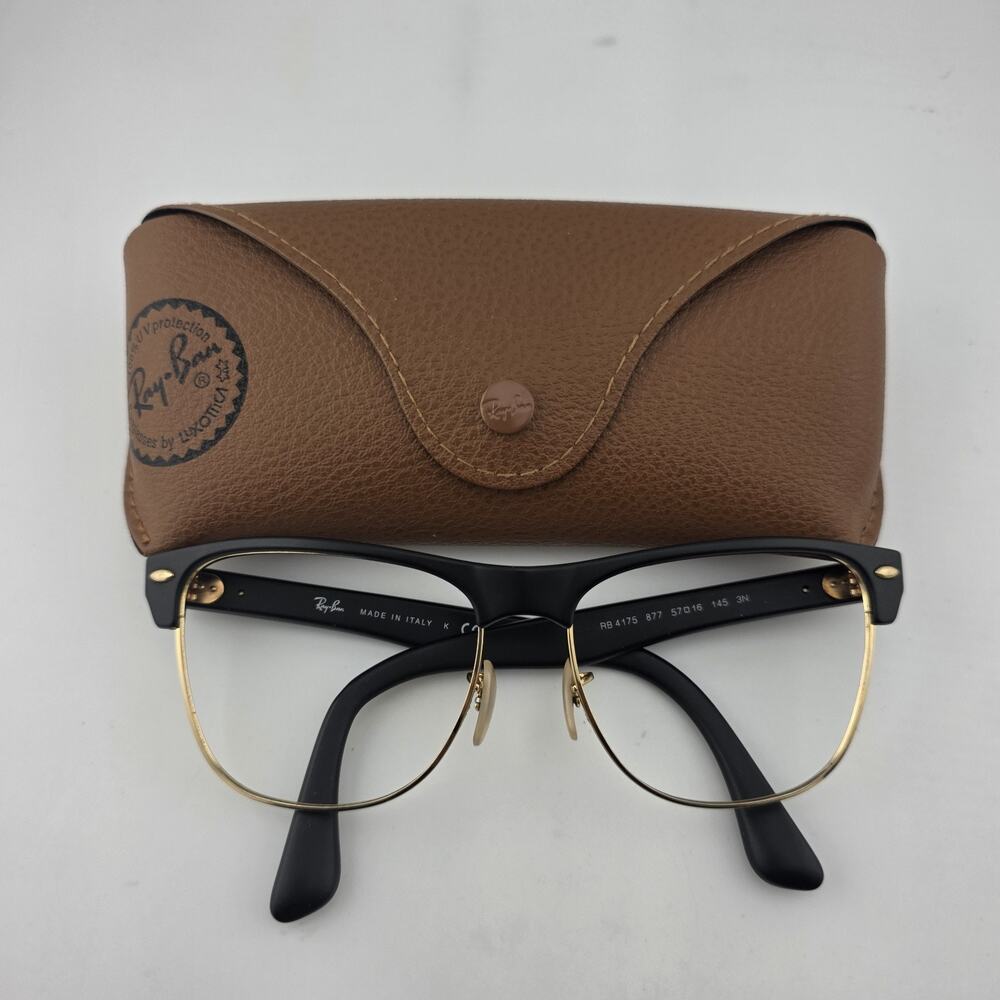 Ray-Ban RB4175 877 Eyeglass Frames Black Gold 57-16 145 Italy w/ Case No Lenses